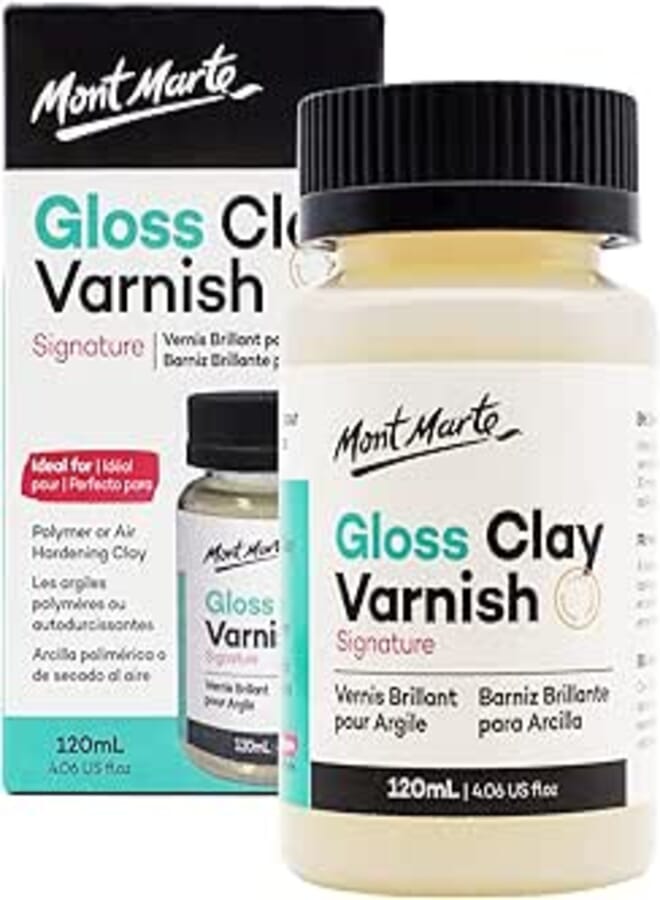 Mont Marte Clay Varnish – 120ml – Gloss Varnish for Polymer Clay and Air-Dry Clay – Colourless Clay Glaze with Glossy Effect for Pottery